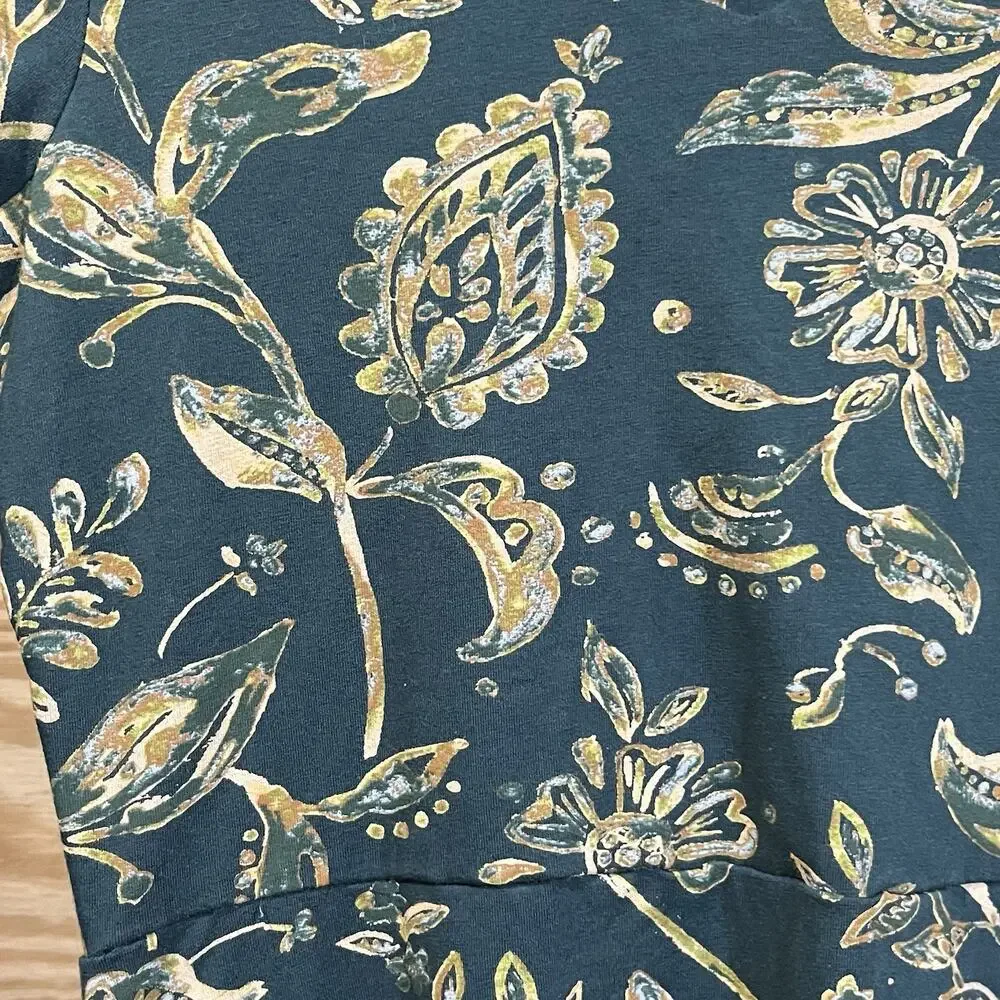 Pact Women's Teal Floral Midi Dress with Cream Print - Picture 8 of 12